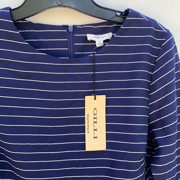 Gilli Womens size small navy and white striped swing dress with pockets … - Picture 5 of 12